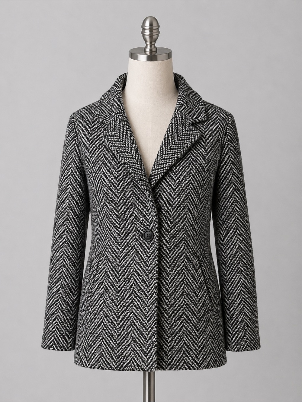 Charcoal Herringbone Knit Blazer Peacoat Wool Blend American Eagle Size Medium